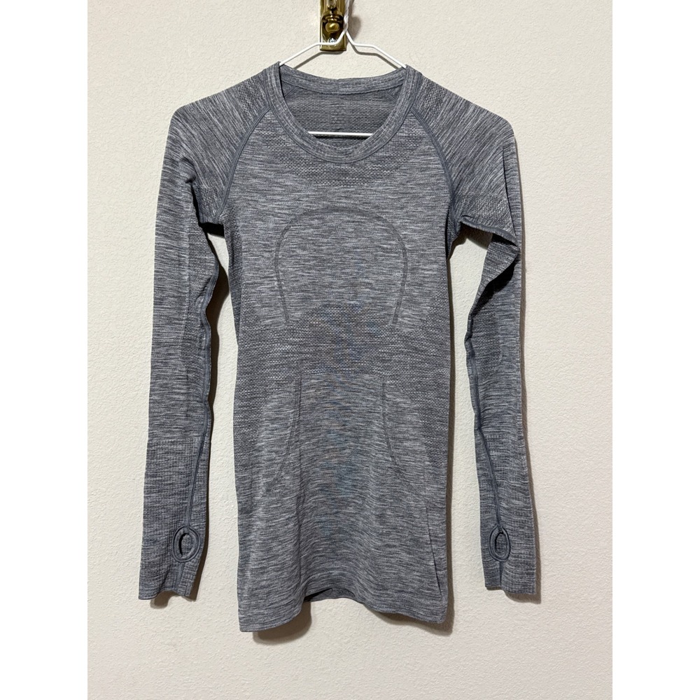 Lululemon Swiftly Tech Long Sleeve 2.0 Women Size 2 Grey Heathered Workout Top